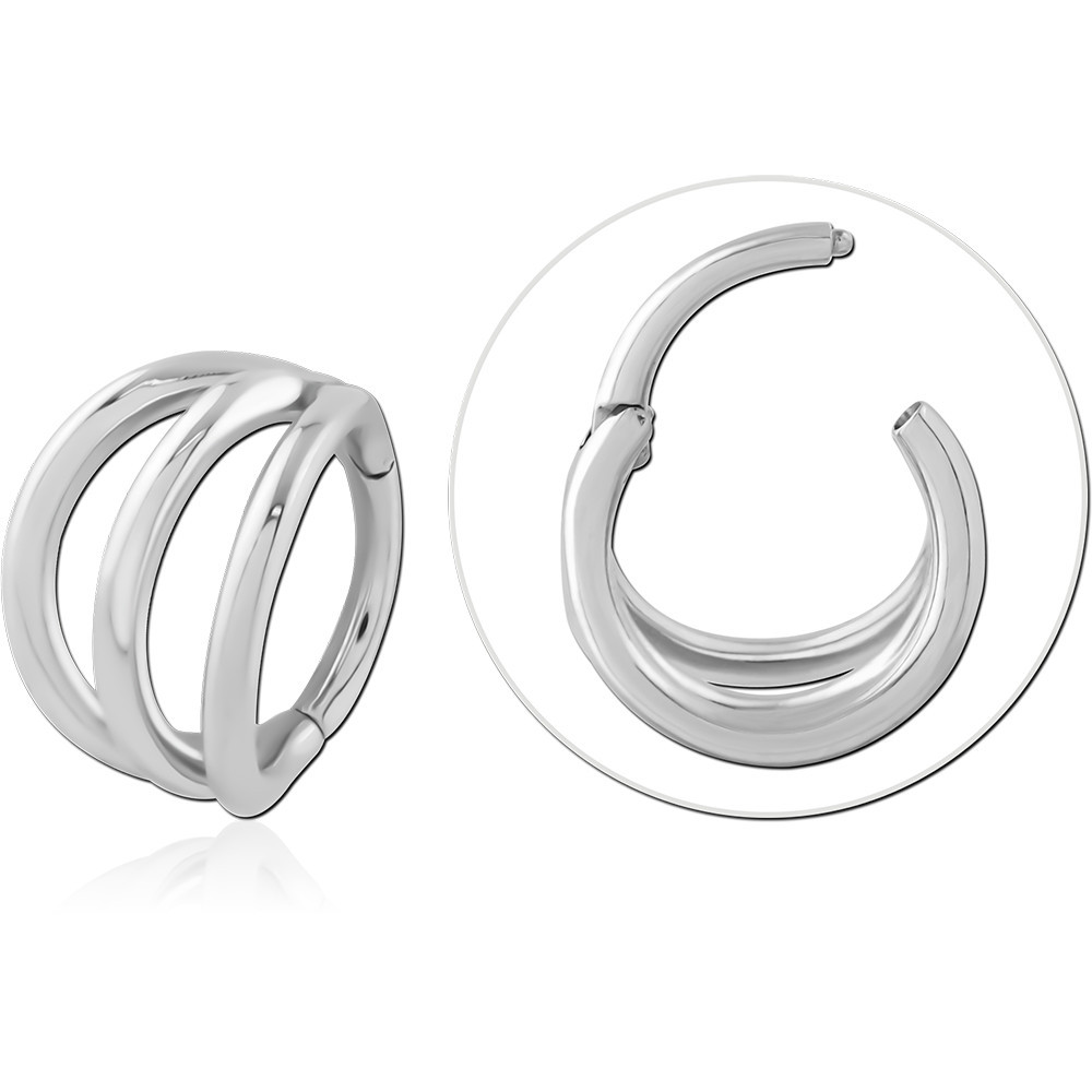 SURGICAL STEEL HINGED SEGMENT RING DOUBLE HOOP