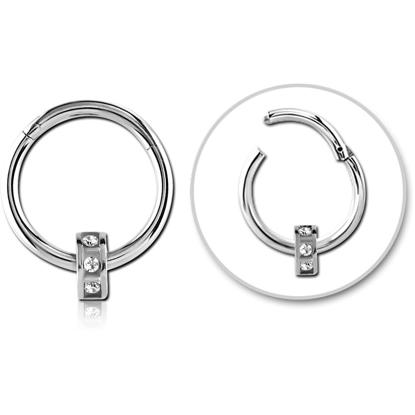 SURGICAL STEEL ROUND JEWELED HINGED SEPTUM RING