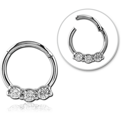 SURGICAL STEEL ROUND JEWELLED HINGED SEPTUM RING