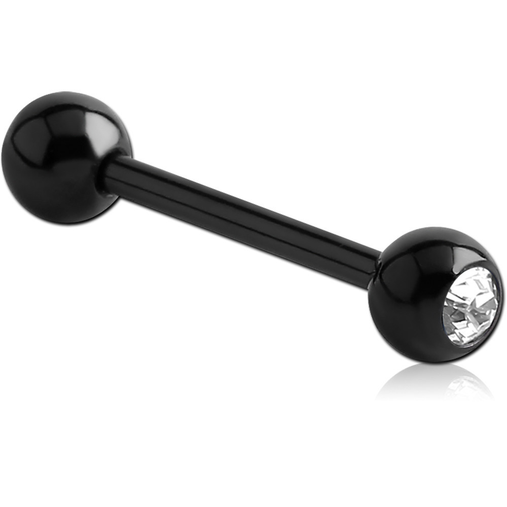 BLACK PVD COATED SURGICAL STEEL PREMIUM CRYSTAL JEWELED BARBELL