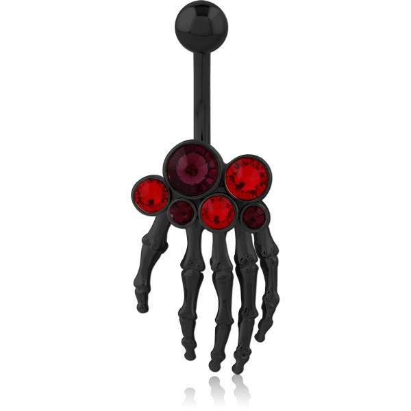 BLACK PVD COATED BRASS JEWELED NAVEL BANANA