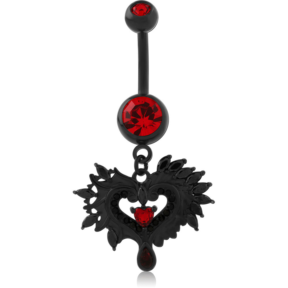 BLACK PVD COATED SURGICAL STEEL NAVEL BANANA WITH CHARM