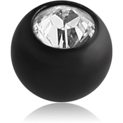 BLACK PVD COATED SURGICAL STEEL SWAROVSKI CRYSTAL JEWELLED BALL