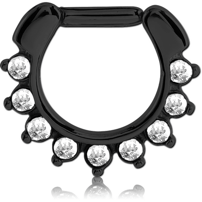 BLACKLINE SURGICAL STEEL ROUND JEWELED HINGED SEPTUM CLICKER RING