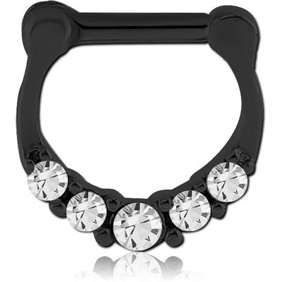 BLACKLINE SURGICAL STEEL ROUND JEWELED HINGED SEPTUM CLICKER RING