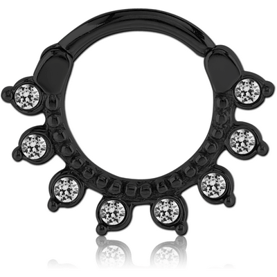 BLACKLINE SURGICAL STEEL ROUND JEWELED HINGED SEPTUM CLICKER RING