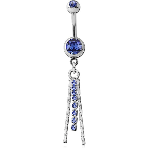 SURGICAL STEEL DOUBLE JEWELLED NAVEL BANANA WITH CHARM