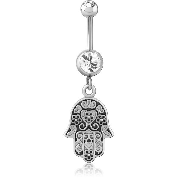SURGICAL STEEL DOUBLE JEWELED NAVEL BANANA WITH CHARM