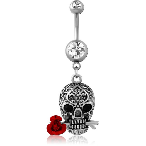 SURGICAL STEEL DOUBLE JEWELED NAVEL BANANA WITH CHARM