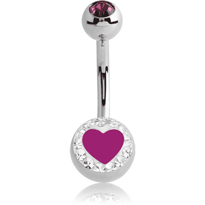 SURGICAL STEEL VALUE CRYSTALINE HEART DOUBLE JEWELED NAVEL BANANA