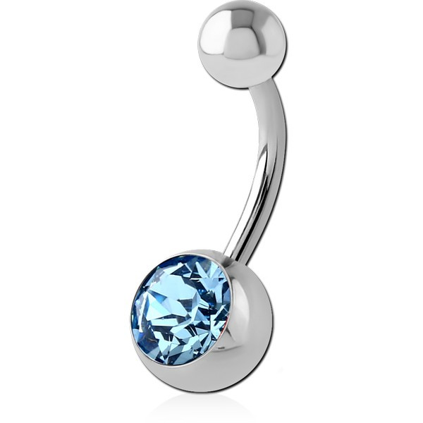 SURGICAL STEEL PREMIUM CRYSTAL JEWELLED NAVEL BANANA WITHOUT TOP BALL