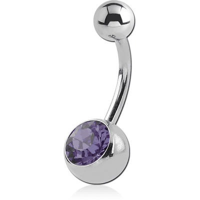 SURGICAL STEEL SWAROVSKI CRYSTAL JEWELLED NAVEL BANANA WITHOUT TOP BALL