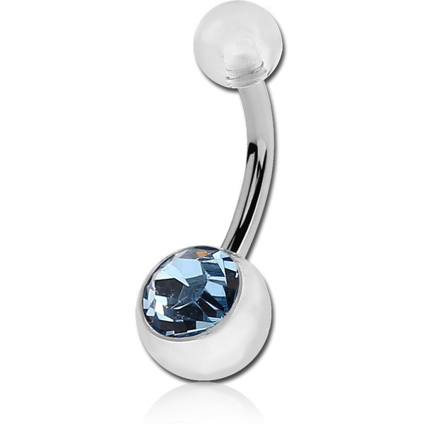 SURGICAL STEEL SWAROVSKI CRYSTAL JEWELLED NAVEL BANANA WITH UV BALL