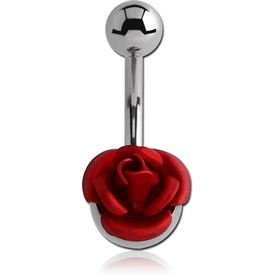 SURGICAL STEEL NAVEL BANANA WITH ANODISED FLOWER BALL