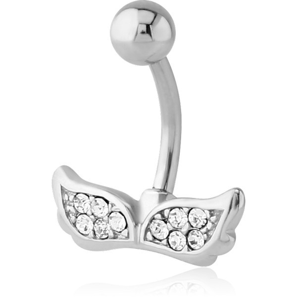 RHODIUM PLATED BRASS JEWELED NAVEL BANANA