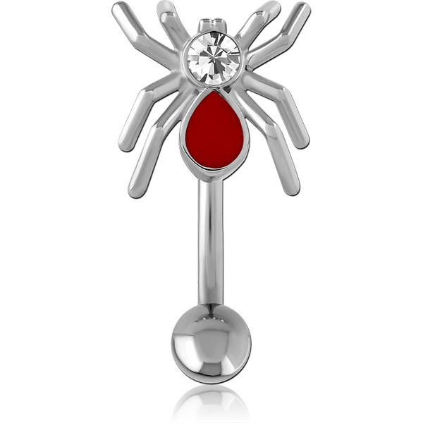 RHODIUM PLATED BRASS JEWELED NAVEL BANANA
