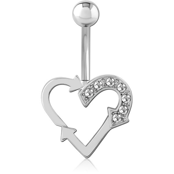 RHODIUM PLATED BRASS JEWELED NAVEL BANANA