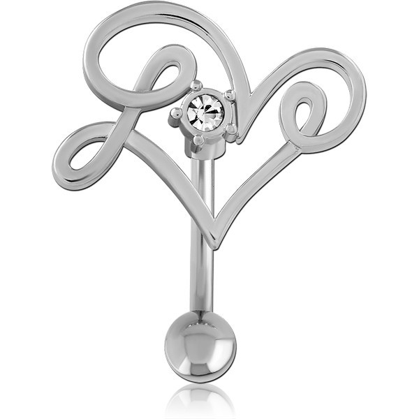 RHODIUM PLATED BRASS JEWELED NAVEL BANANA