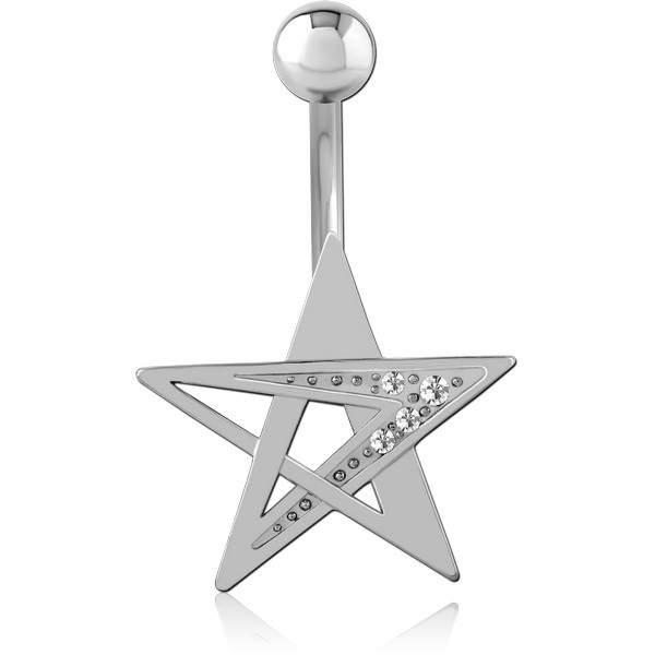 RHODIUM PLATED BRASS JEWELED NAVEL BANANA