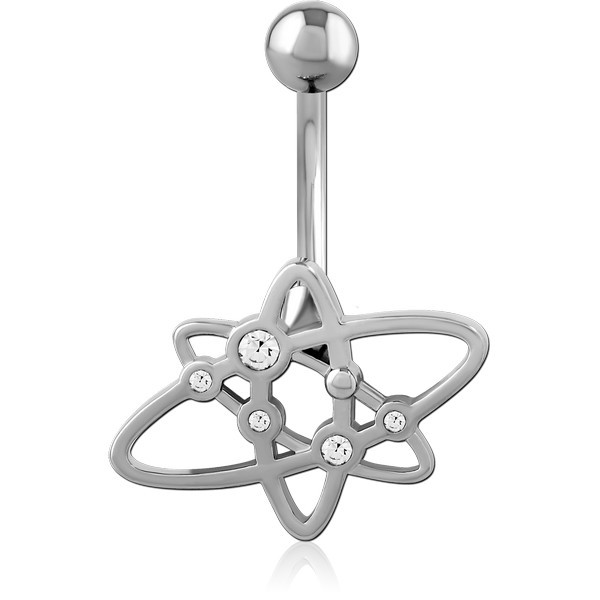 RHODIUM PLATED BRASS JEWELED NAVEL BANANA