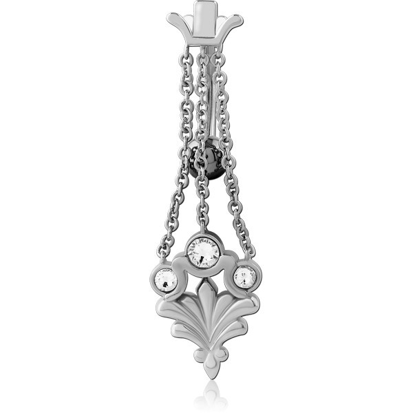 RHODIUM PLATED BRASS JEWELED NAVEL BANANA