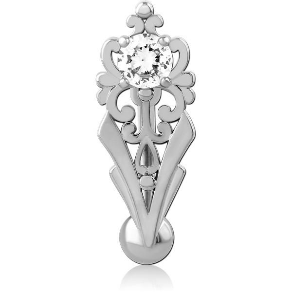RHODIUM PLATED BRASS JEWELED NAVEL BANANA