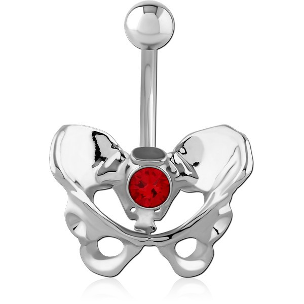 RHODIUM PLATED BRASS JEWELED NAVEL BANANA