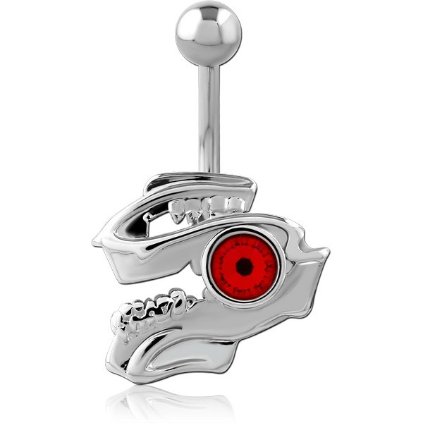 RHODIUM PLATED BRASS JEWELED NAVEL BANANA
