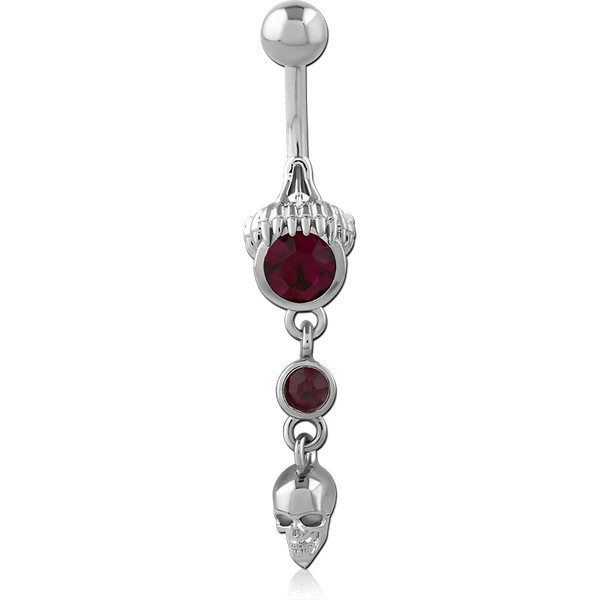 RHODIUM PLATED BRASS JEWELED NAVEL BANANA