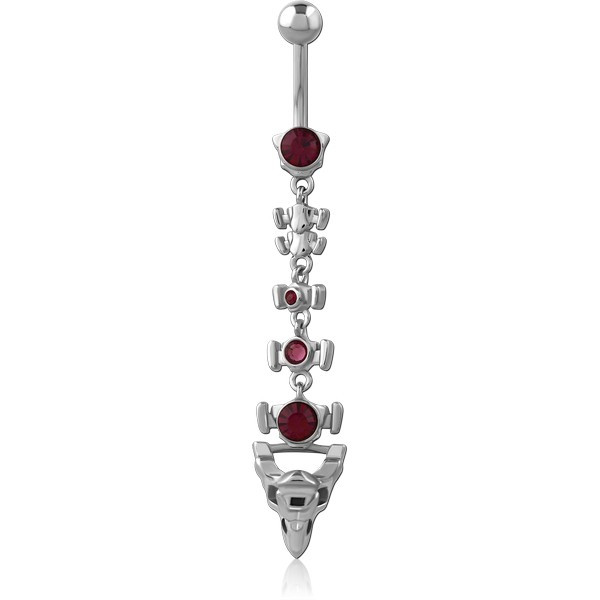 RHODIUM PLATED BRASS JEWELED NAVEL BANANA