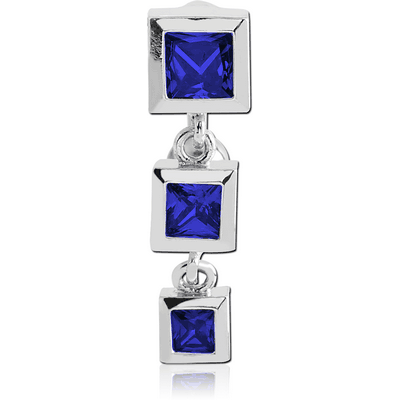 RHODIUM PLATED JEWELLED SQUARES REVERSE FASHION NAVEL BANANA