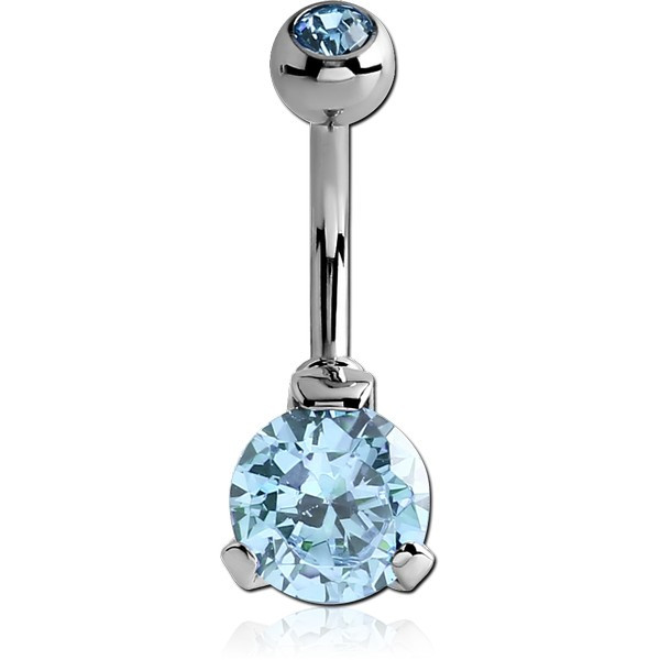 SURGICAL STEEL ROUND 8MM CZ DOUBLE SWAROVSKI CRYSTAL JEWELLED BANANA