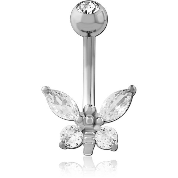 SURGICAL STEEL DOUBLE JEWELED NAVEL BANANA