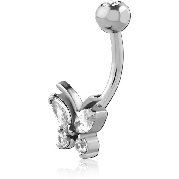 SURGICAL STEEL DOUBLE JEWELED NAVEL BANANA