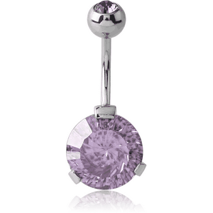 SURGICAL STEEL ROUND 12MM CZ DOUBLE JEWELLED NAVEL BANANA