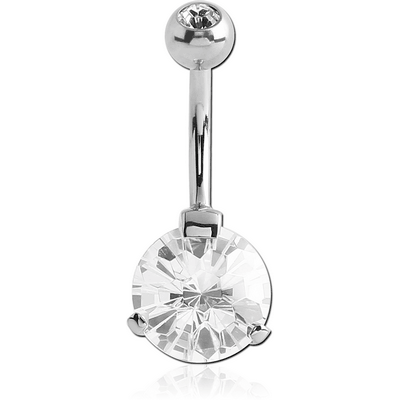 SURGICAL STEEL HONEYCOMB ROUND 10MM CZ DOUBLE JEWELLED NAVEL BANANA