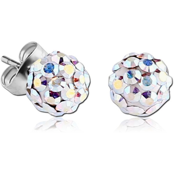 SURGICAL STEEL CRYSTALINE EAR STUDS PAIR