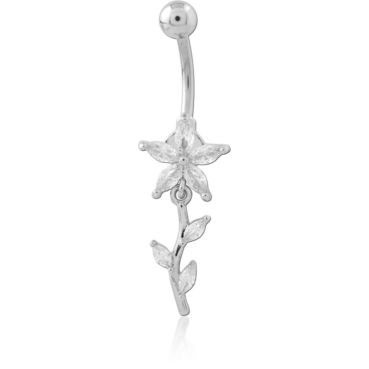 SURGICAL STEEL NAVEL BANANA WITH FLOWER AND LEAF VINE CHARM