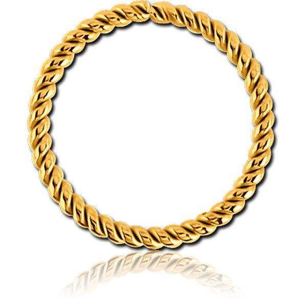 GOLD PVD 18K COATED SURGICAL STEEL SEAMLESS RING - TWIST