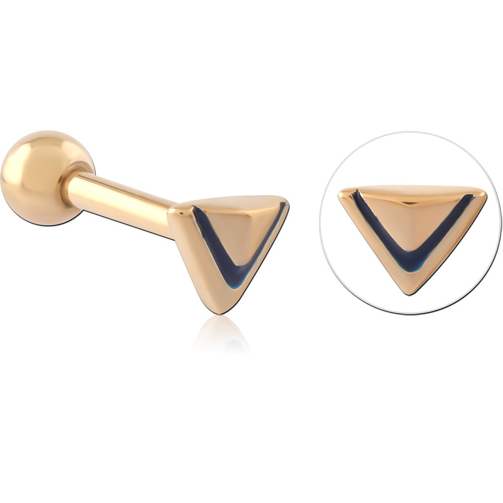 GOLD PVD 18K COATED SURGICAL STEEL MICRO BARBELL TRIANGLE CHEVRON ENAMEL