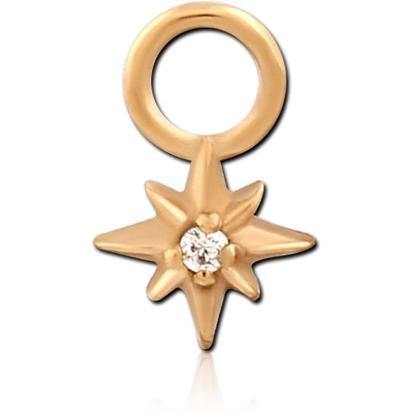 GOLD PVD 18K COATED SURGICAL STEEL JEWELED CHARM