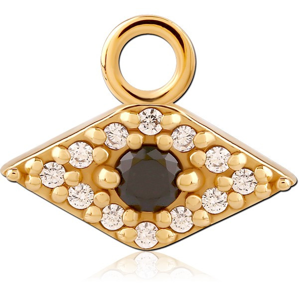 STERLING SILVER 925 GOLD PVD 18K JEWELED SLIDING CHARM FOR HINGED SEGMENT RING