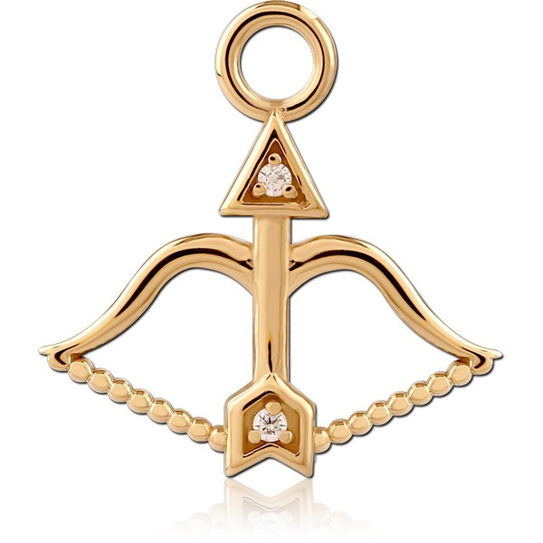 STERLING SILVER 925 GOLD PVD 18K JEWELED SLIDING CHARM FOR HINGED SEGMENT RING
