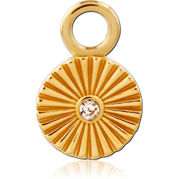 STERLING SILVER 925 GOLD PVD 18K JEWELED SLIDING CHARM FOR HINGED SEGMENT RING