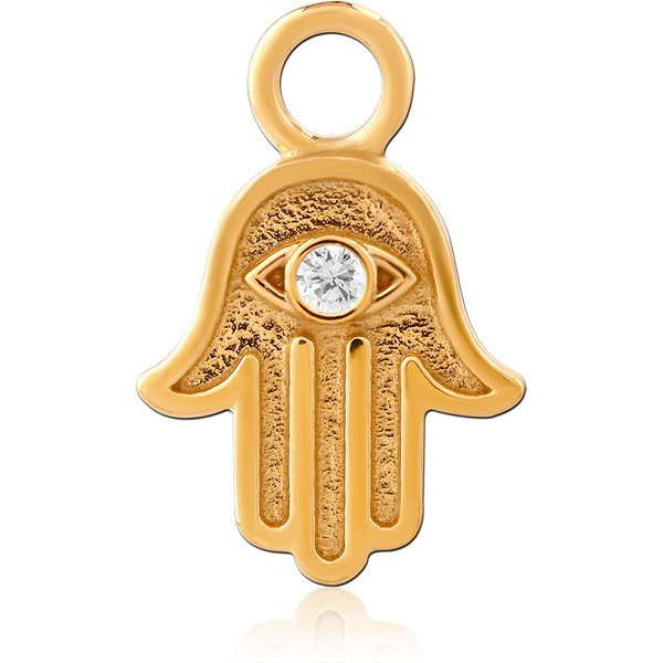STERLING SILVER 925 GOLD PVD 18K JEWELED SLIDING CHARM FOR HINGED SEGMENT RING