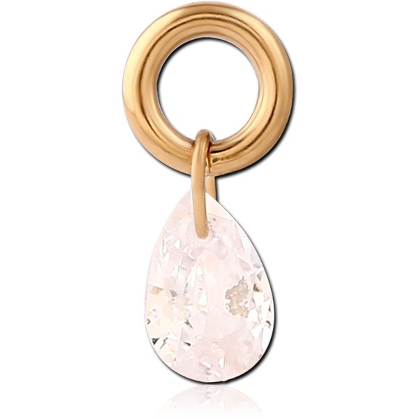 GOLD PVD 18K COATED TITANIUM SLIDING JEWELED CHARM