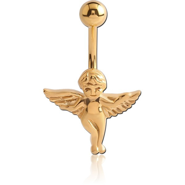 GOLD PVD COATED BRASS JEWELED NAVEL BANANA - ANGLE