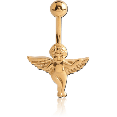 GOLD PVD COATED BRASS JEWELLED NAVEL BANANA - ANGLE