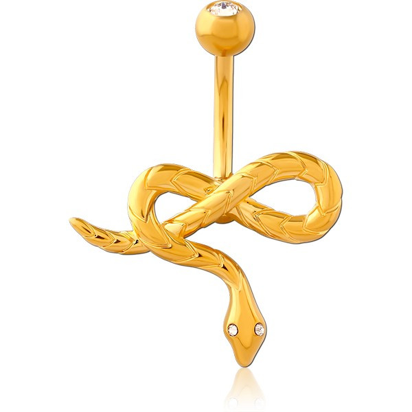 GOLD PVD COATED BRASS DOUBLE JEWELED NAVEL BANANA