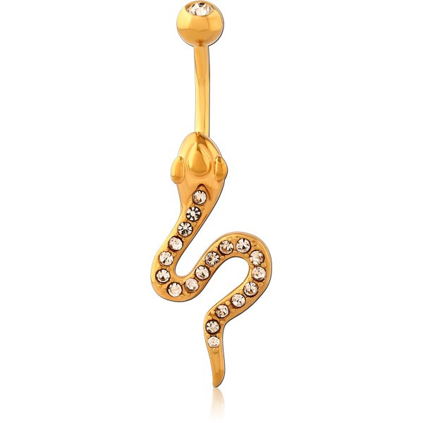 GOLD PVD COATED BRASS DOUBLE JEWELED NAVEL BANANA